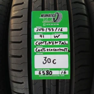 205 55 16 91W CONTINENTAL CONTIECOCONTACT 5