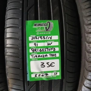 205 55 16 91W BRIDGESTONE TURANZA TOO1