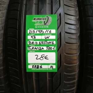 215 55 16 93W BRIDGESTONE TURANZA TOO1