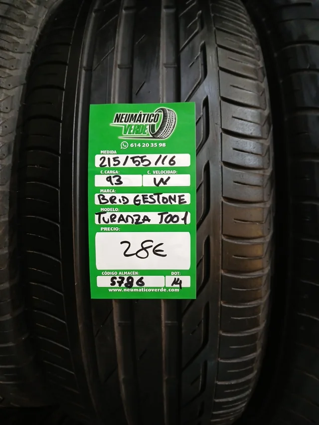 215 55 16 93W BRIDGESTONE TURANZA TOO1